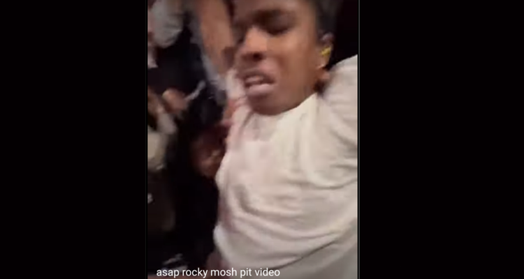 一个$AP Rocky被困在纽约喧闹的狂欢坑里